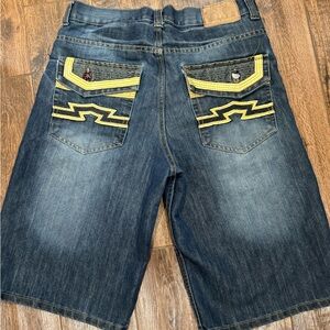 Red Ape Denim Shorts Mens 34 Embroidery Baggy HipHop Grunge Skater Y2K